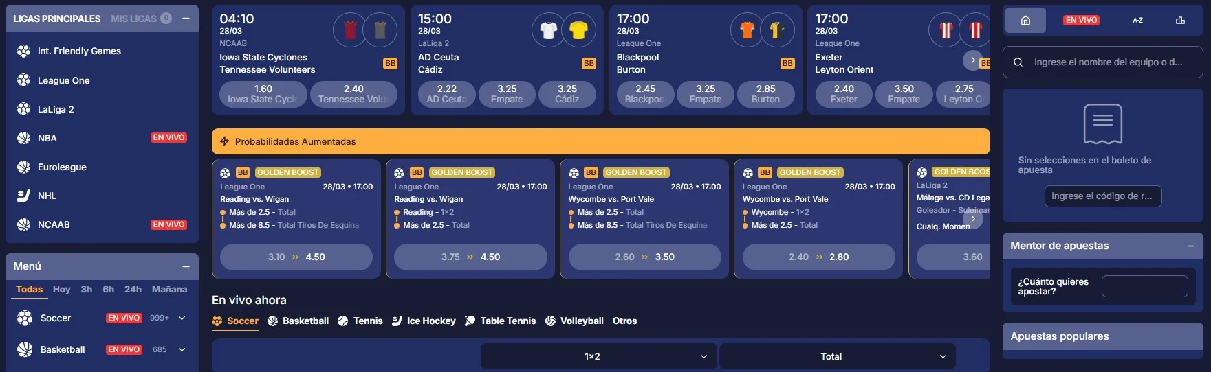 Slotshopper sección de apuestas deportivas